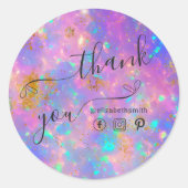 Elegant Modern Goud Vuur Opal Stone Dank u Ronde Sticker (Voorkant)