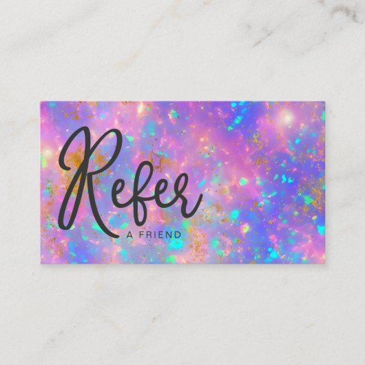 Elegant Modern Goud Vuur Opal Stone Verwijzing Visitekaartje (Voorkant)