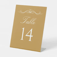 Elegant Modern Goud & Wit Script Tafelnummer