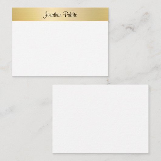 Elegant Modern Goud Wit Sjabloon Handgeschreven (Voorkant / Achterkant)