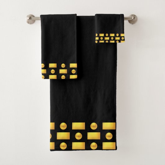 Elegant Modern Goud & Zwart Bad Handdoek (Insitu)