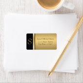 Elegant modern goud / zwart monogram bruiloft etiket (Insitu)
