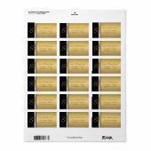 Elegant modern goud / zwart monogram bruiloft etiket (Full Sheet)