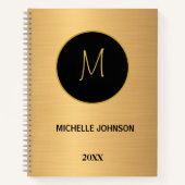 Elegant Modern Goud Zwart Professioneel Monogram Notitieboek (Voorkant)