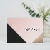 Elegant modern goud, zwart roze cadeaubon T Bedankkaart (Staand voorkant)