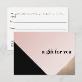 Elegant modern goud, zwart roze cadeaubon T Bedankkaart (Voorkant / Achterkant)
