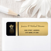 Elegant modern goud/zwarte anananasbruiloft etiket (Insitu)