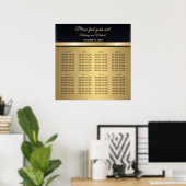 Elegant modern goud/zwarte bruiloft Zitkaart Poster (Thuiskantoor)