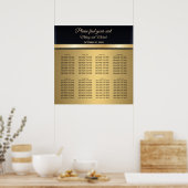 Elegant modern goud/zwarte bruiloft Zitkaart Poster (Keuken)