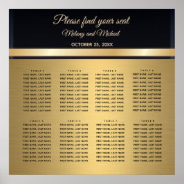 Elegant modern goud/zwarte bruiloft Zitkaart Poster