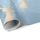 Elegant modern goudblauw kersthertenpatroon cadeaupapier (Rol Hoek)