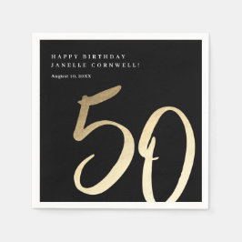 Elegant modern gouden 50ste verjaardagsfeestje servet