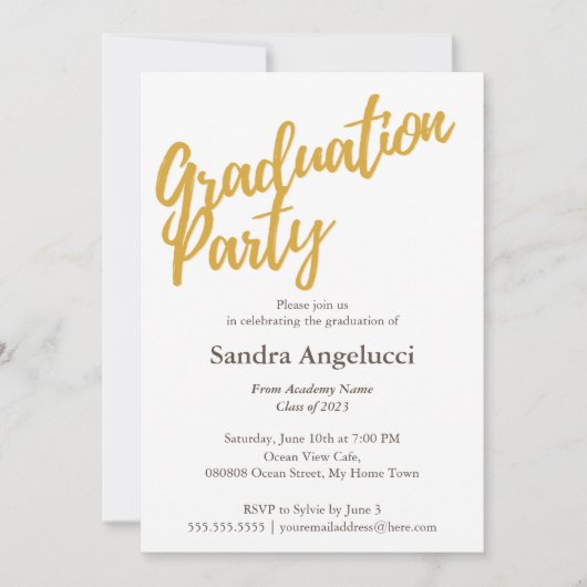 Elegant Modern Gouden Afstudeerfeest Kaart (Voorkant)