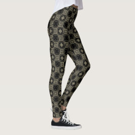 Elegant Modern Gouden Art Deco Vierkante Tegels Pa Leggings