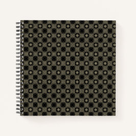 Elegant Modern Gouden Art Deco Vierkante Tegels Pa Notitieboek