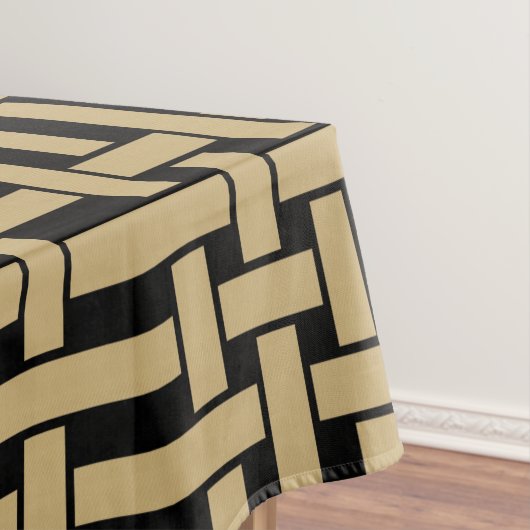 Elegant Modern Gouden Bruin Mand Weave Patroon Tafelkleed (Voorbeeld)
