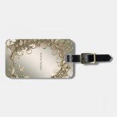 Elegant modern gouden decoratief Bagagelabel (Voorkant horizontaal)