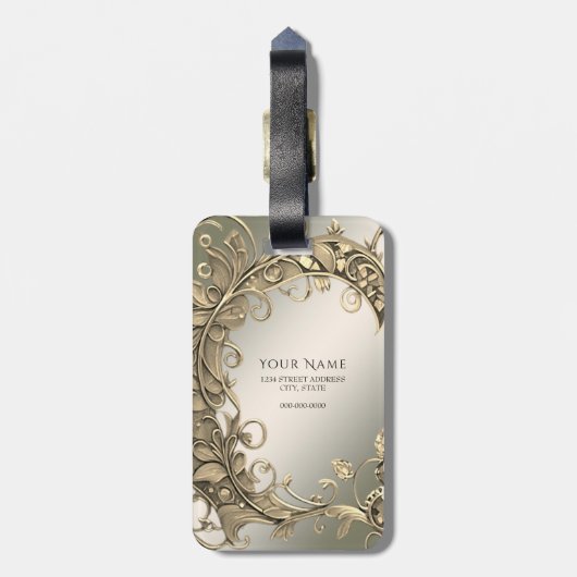 Elegant modern gouden decoratief Bagagelabel (Achterkant verticaal)