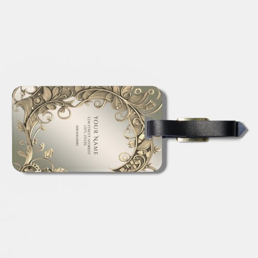Elegant modern gouden decoratief Bagagelabel (Achterkant horizontaal)