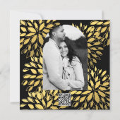 Elegant Modern Gouden Folie Bloemen Zwart Uitnodig Kaart (Achterkant)