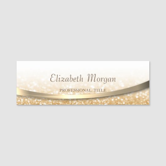 Elegant modern, gouden glitter bokeh naamplaatje (Voorkant)