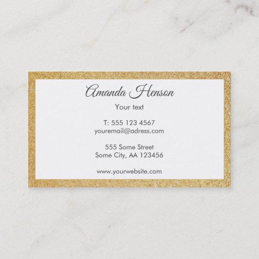 Elegant Modern Gouden Glitter Logo Visitekaartje (Achterkant)