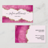 Elegant Modern Gouden Glitter Roze Agaat Business  Visitekaartje (Voorkant / Achterkant)
