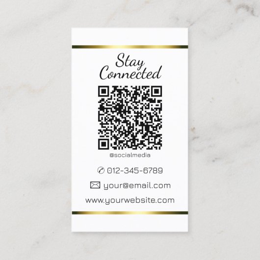 Elegant modern gouden hart met foto en QR-code Visitekaartje (Achterkant)