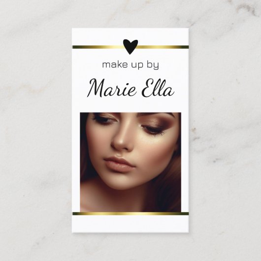 Elegant modern gouden hart met foto en QR-code Visitekaartje