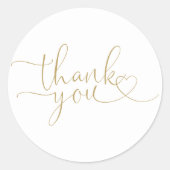 Elegant modern gouden hart script dank u ronde sticker (Voorkant)