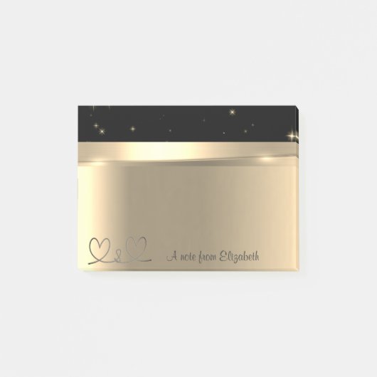 Elegant Modern Gouden Harten - Gepersonaliseerd Post-it® Notes (Voorkant)