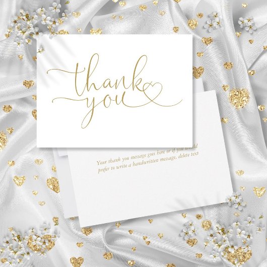 Elegant modern gouden hartscript bedankkaart