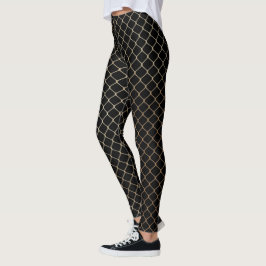Elegant Modern Gouden Hekketting Patroon | Leggings