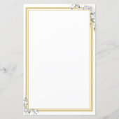 Elegant Modern Gouden Lijst Bloemig Bruiloftsmenu (Achterkant)