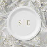 Elegant modern gouden monogram minimalistisch papieren bordje<br><div class="desc">Deze chique moderne papieren borden kunnen worden gepersonaliseerd met uw gouden monogram initialen. Ontworpen door Thisnotme©</div>
