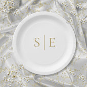Elegant modern gouden monogram minimalistisch papieren bordje