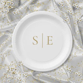 Elegant modern gouden monogram minimalistisch papieren bordje