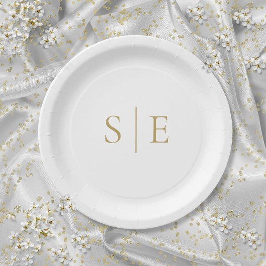 Elegant modern gouden monogram minimalistisch papieren bordje