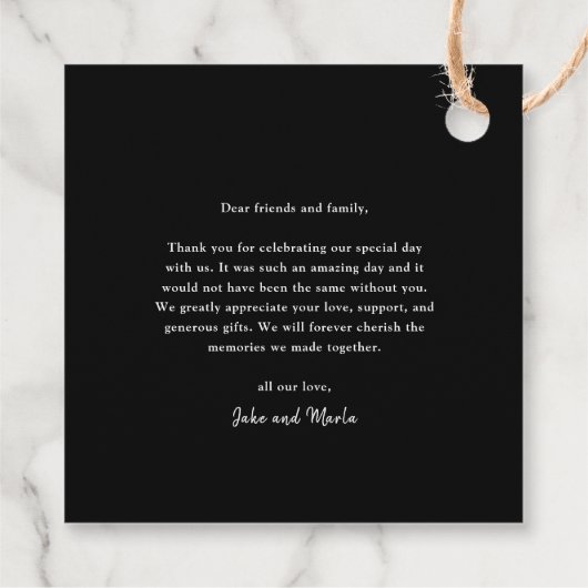 Elegant modern gouden script bruiloft dank u bedankjes labels (Achterkant)