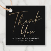 Elegant modern gouden script bruiloft dank u bedankjes labels (Voorkant)