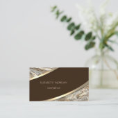 Elegant modern, gouden streep, marmeren steen visitekaartje (Staand voorkant)