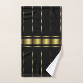 Elegant Modern Gouden Strepen Geometrisch Zwart Bad Handdoek (Handdoek)