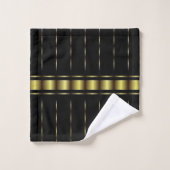 Elegant Modern Gouden Strepen Geometrisch Zwart Bad Handdoek (Wasdoekje)
