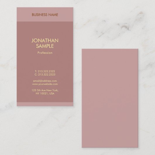 Elegant Modern Gouden Tekstnaam Sjabloon Verticaal Visitekaartje (Voorkant / Achterkant)