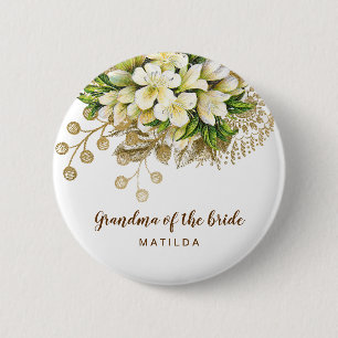 Elegant modern goudfloroma van de bruid ronde button 5,7 cm