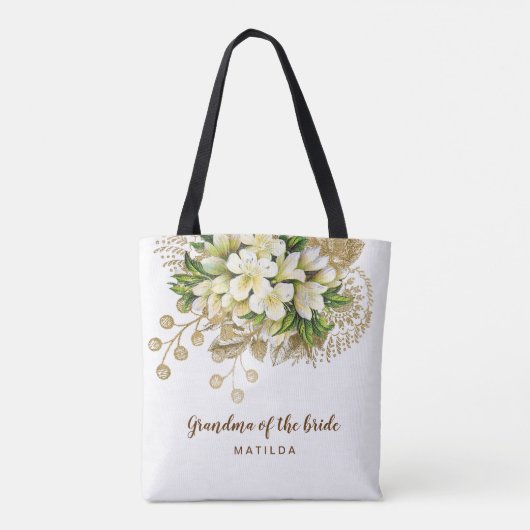 Elegant modern goudfloroma van de bruid tote bag (Achterkant)