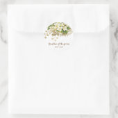Elegant modern goudfloroma van de groom ronde sticker (Tas)