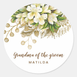 Elegant modern goudfloroma van de groom ronde sticker