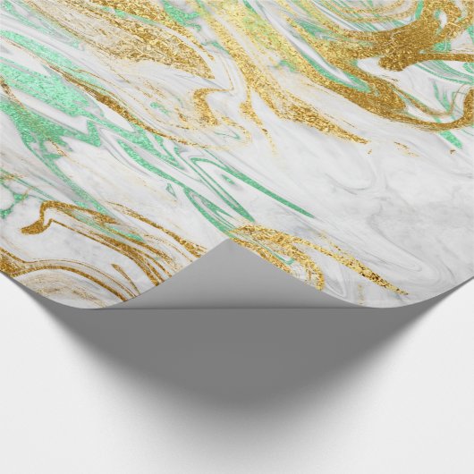 Elegant modern goudgroen wit marmer cadeaupapier (Hoek)