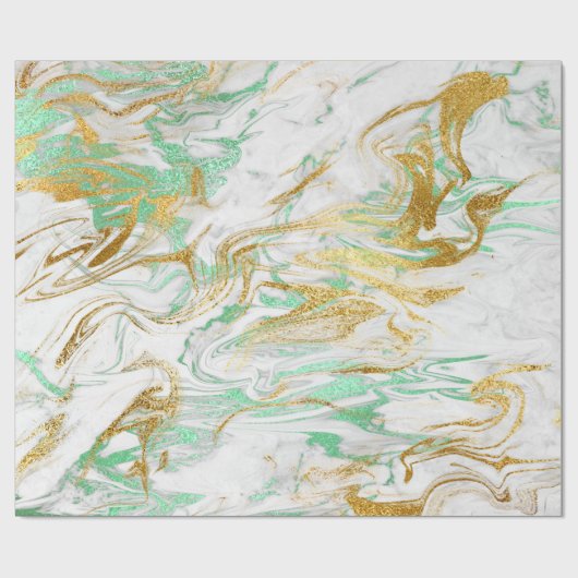 Elegant modern goudgroen wit marmer cadeaupapier (Vlak)